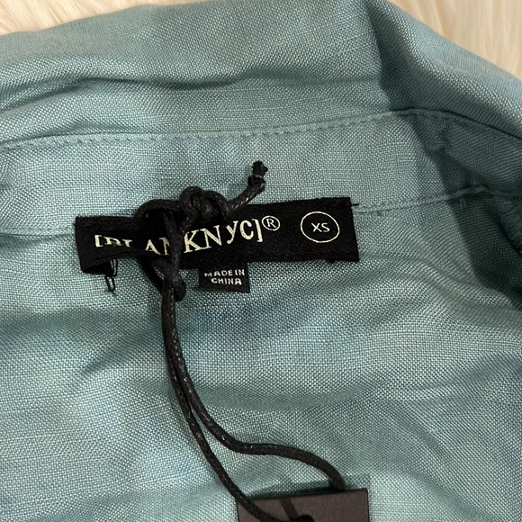 BLANK NYC Tie front linen Blouse green Xs - Picture 5 of 6